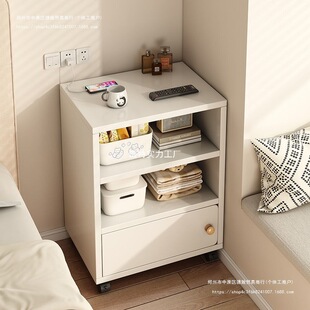 Bedside Cabinet with Wheels Movable Shelf Storage Cabinet Study Student Simple Storage Bookcase Office Side Cabinet