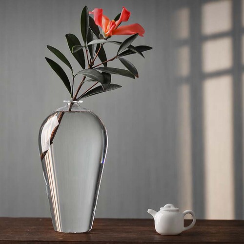 Transparent glass vase flower arrangement water cultivation plum vase Zen tea ceremony ornaments home living room decoration Japanese-style hydroponic flower device