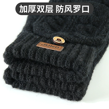 新款加厚半指手套翻盖秋冬季男女士针织防寒保暖户外写字漏指手套