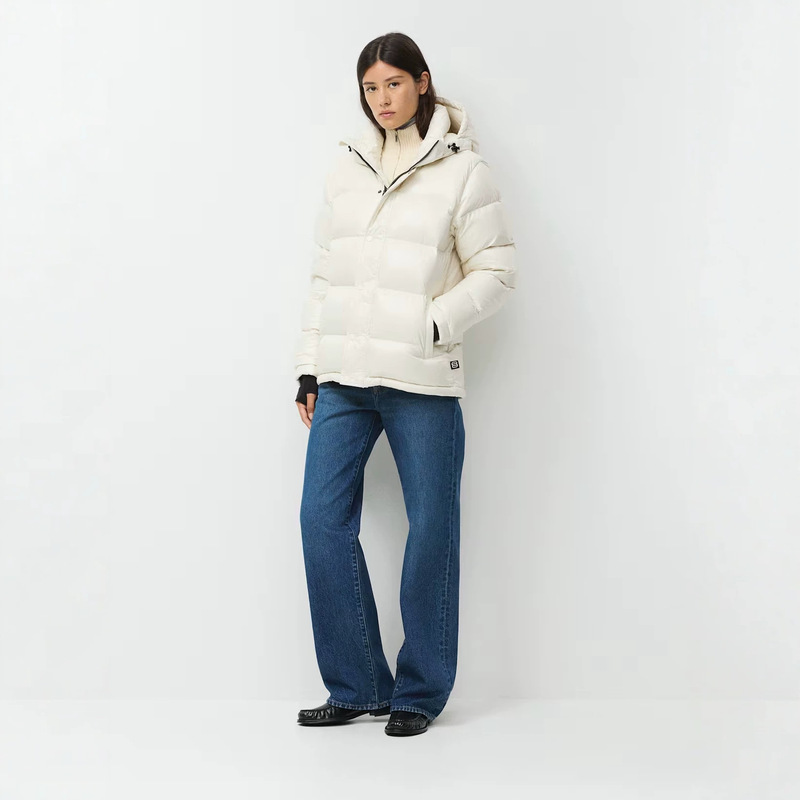 Aritzia five-pocket short hooded thickened warm liquid shiny down jacket, unisex