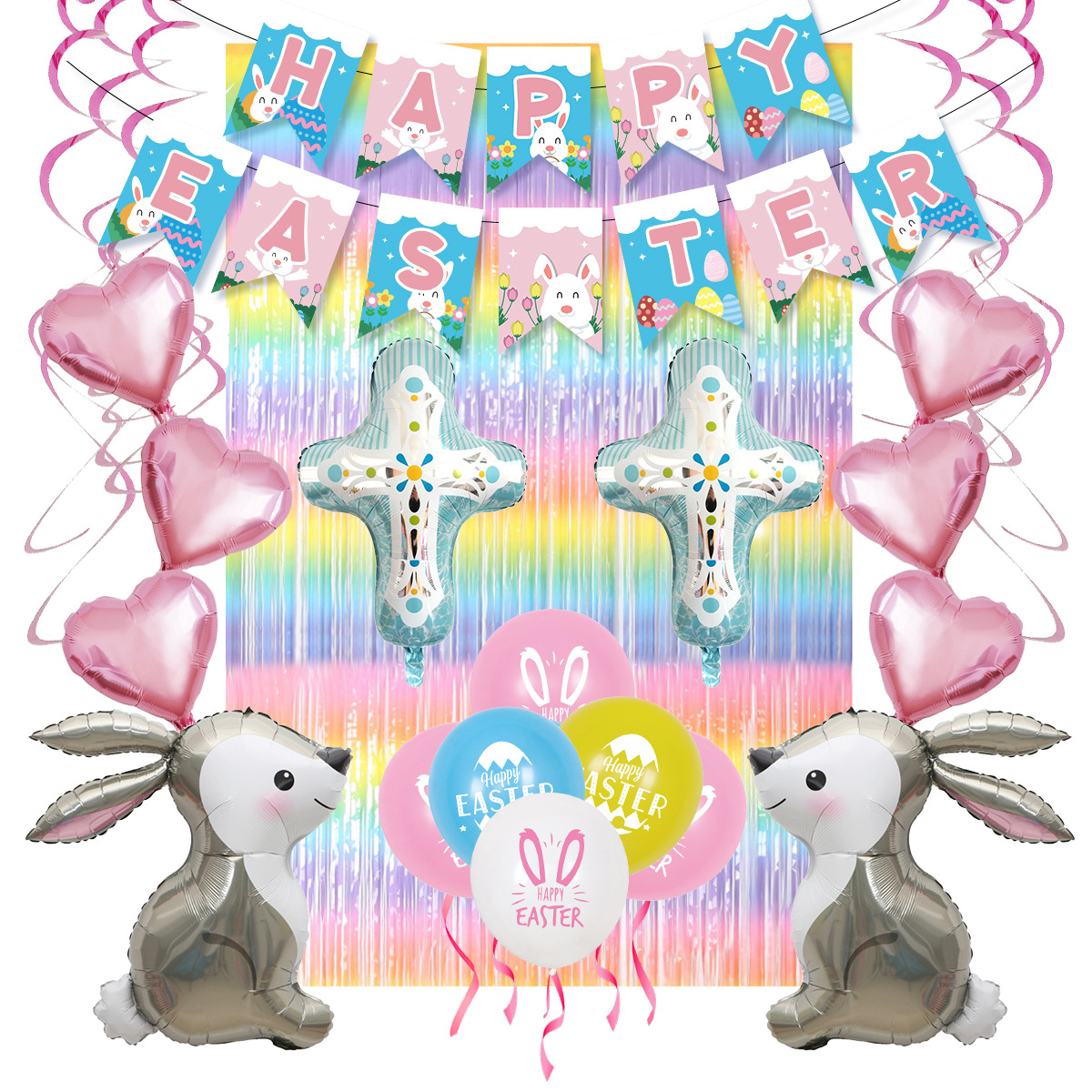 Nuevo conejo de Pascua pollo conchas rotas globo de pascua suministros de fiesta escenario de decoración globo