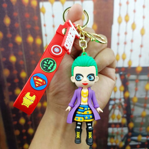 Superhero Ugly Harley Quinn key chain student couple doll key pendant bag pendant key chain