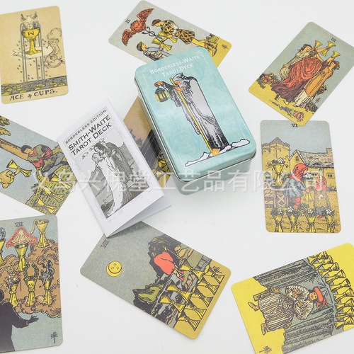 Iron Box Tarot Card Set Card Board Game English Bronzing Playing Card Oracle Cavett Paper Manual Waite