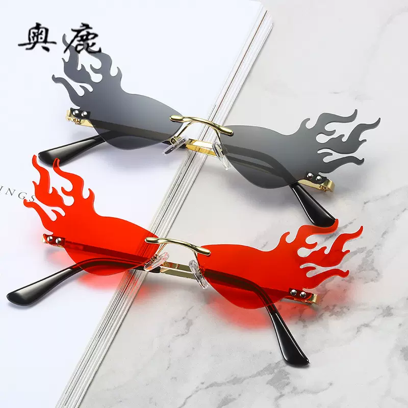 欧美新款时尚潮流太阳眼镜网红款火焰太阳镜个性墨镜炫彩派对眼镜