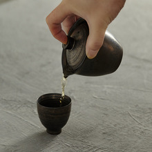 玩物志日本土金釉手抓壺粗陶瓷泡茶壺蓋碗快客杯侘寂感旅行茶具