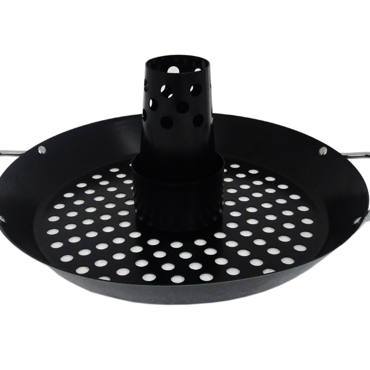 Estirar la cuenca de pollo asado barbacoa Cuenca con mango oreja freír cuenca negro antiadherente pintura para hornear cuenca 12 pulgadas asado cuenca de pollo