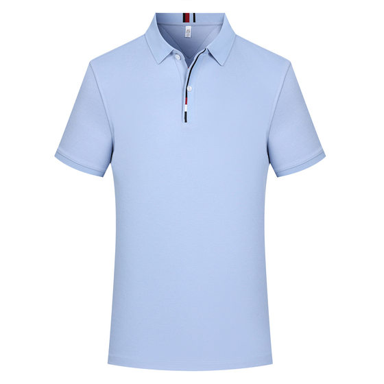 230g 40 heavy pearl cotton POLO shirt short sleeve lapel T-shirt Korean color matching collar men's business wear custom