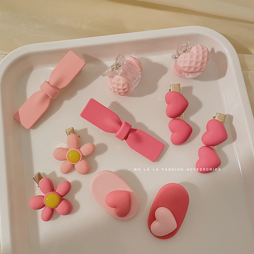 Pink children's small hairpin side clip female duckbill one-word clip summer forehead side bangs broken hairpin hairpin wholesale