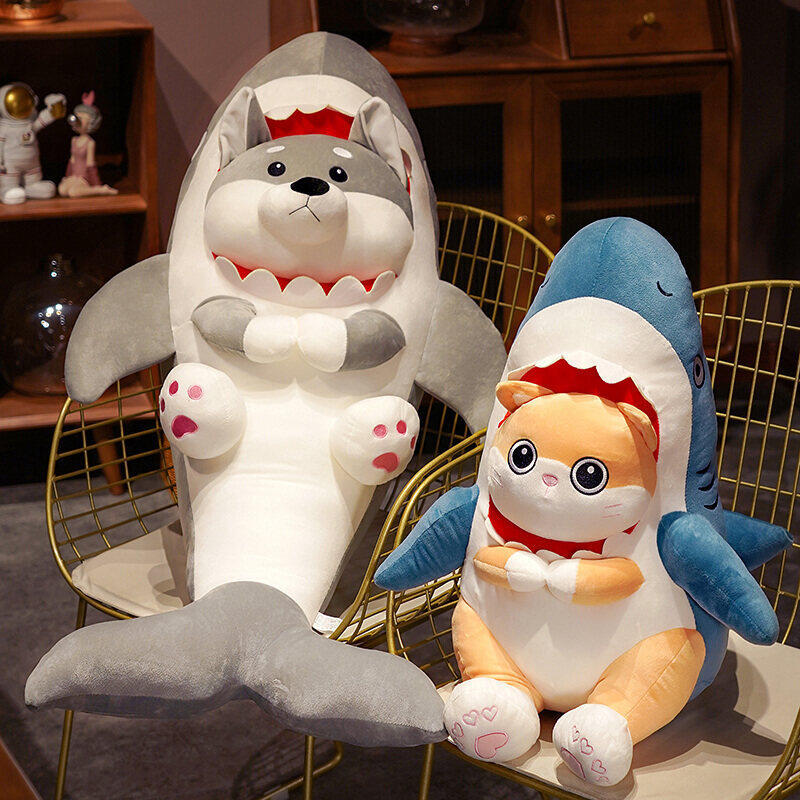 创意鲨狗公仔毛绒玩具鲨鱼变身恶搞鲨猫玩偶布娃娃男友生日礼物女