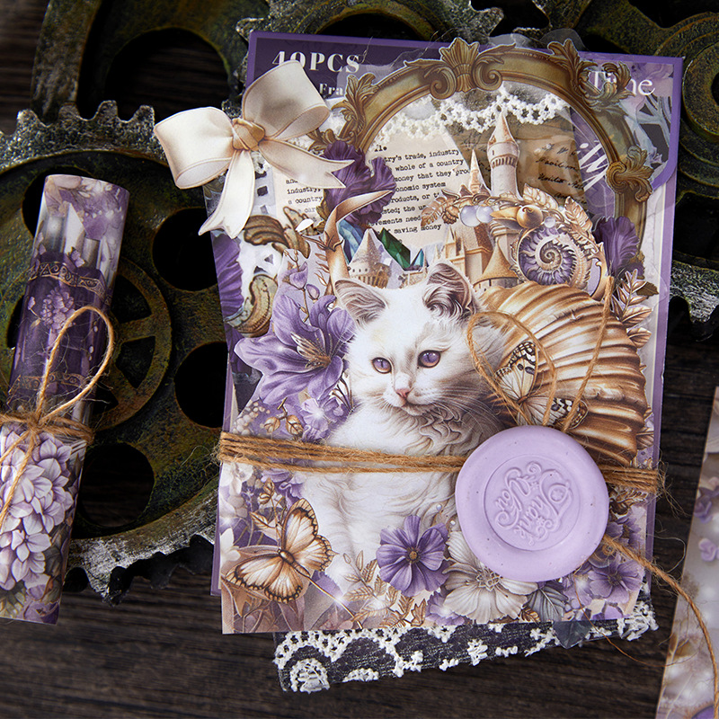 Recoger el paquete de papel de material retro Alicia en el país de las maravillas Serie Ilustración exquisita Libro de mano Decoración Papel de material