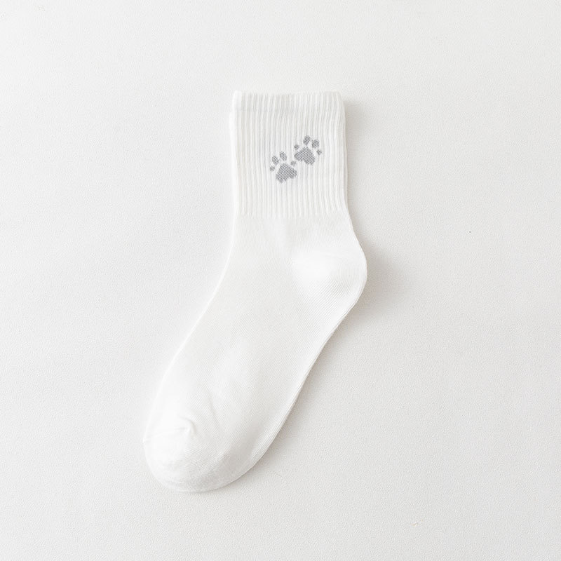 Calcetines de mujer de otoño e invierno a media pantorrilla estudiante de dibujos animados blanco oso letras del arco iris encantadora cara sonriente a rayas deportes estilo coreano calcetines de mujer