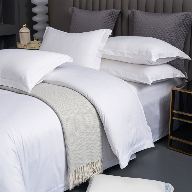 Четырехкомпонентный комплект постельного белья из чистого хлопка, белый, для гостиниц и пансионов, специальное постельное белье для отелей.
