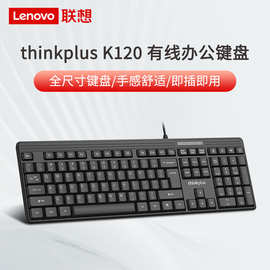 联想thinkplus K120有线办公 笔记本台式电脑USB商务游戏键盘
