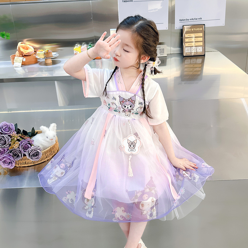 Baby Girl Kuromi Hanfu Dress Summer 2026 New Style Little Girl Tang Suit Princess Dress with Puff Sleeves Baby Girl Kuromi Hanfu Dress Summer 2026 New Style Little Girl Tang Suit Princess Dress with Puff Sleeves