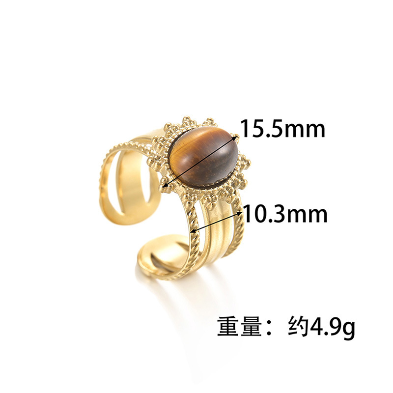 6g Weight 304 Stainless Steel 14K Gold Plated Fashion Plating Geometric Tiger Eye