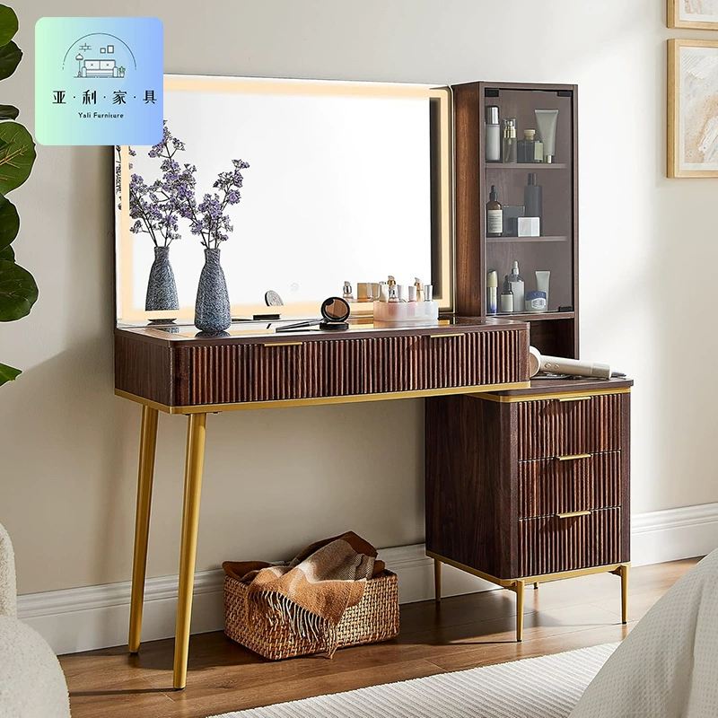 Экспортная мебельная панель для туалетного столика Amzom, туалетный столик для спальни, боковой шкафчик, интегрированный туалетный столик с подсветкой