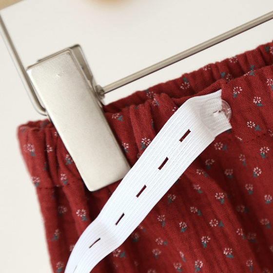 Sweet Floral Breastfeeding suit Women's Spring and Autumn New Arrival Chest Pad Long-Sleeved Trousers Red Brocade Qimeng Moon Dress Breastfeeding suit