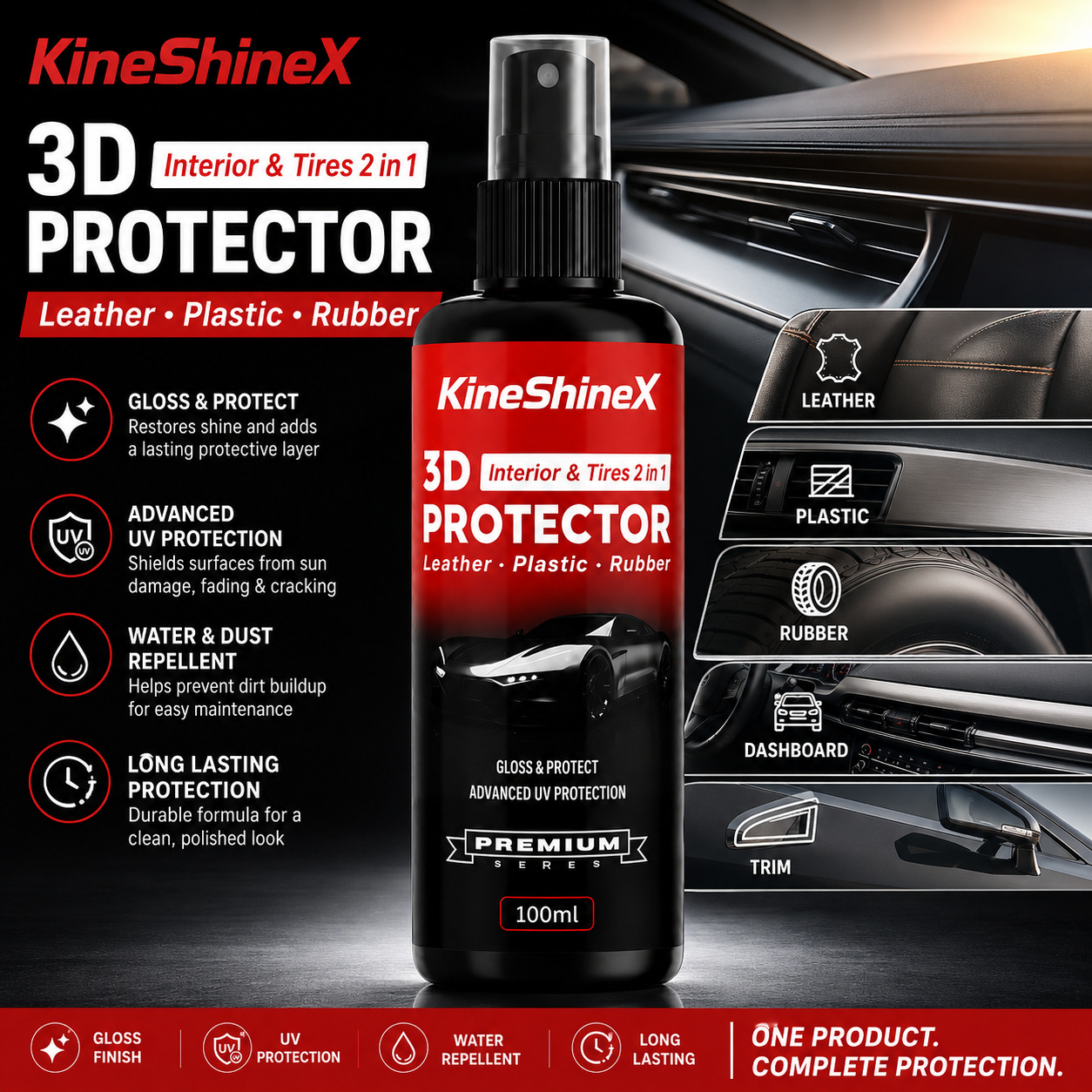 Kineshinex Car Coating Spray Car Paint Surface Cleaning, Maintenance, Refurbishment, Gloss Coating, Brightening Care