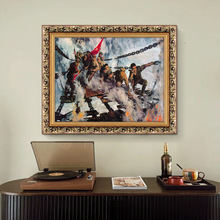 红军长征油画飞夺泸定桥装饰画历史画老画壁画办公室革命素材挂画