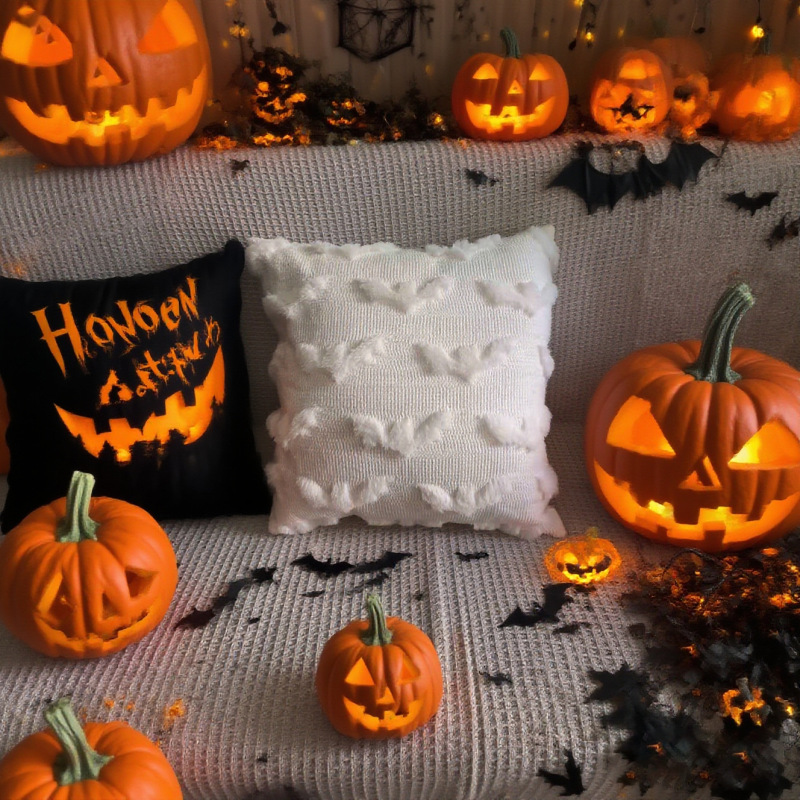 ハロウィンキルティングクリエイティブカボチャ枕カバーホリデー雰囲気ソファリビングルーム寝室装飾枕クッション|undefined