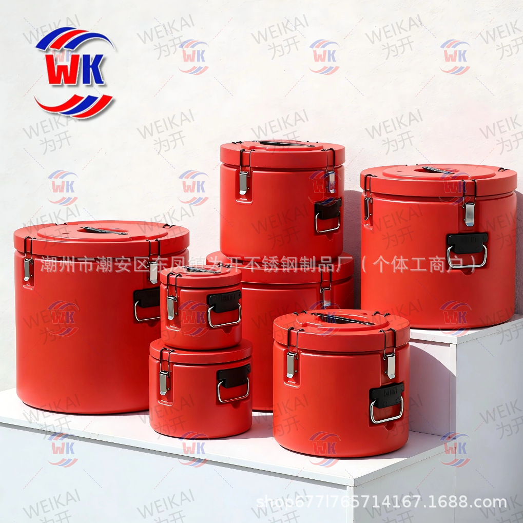 Cubos de aislamiento térmico de acero inoxidable de gran capacidad cubos de arroz de aislamiento térmico comercial escuelas con cubos de sopa al aire libre puestos de gachas en té con leche image 1