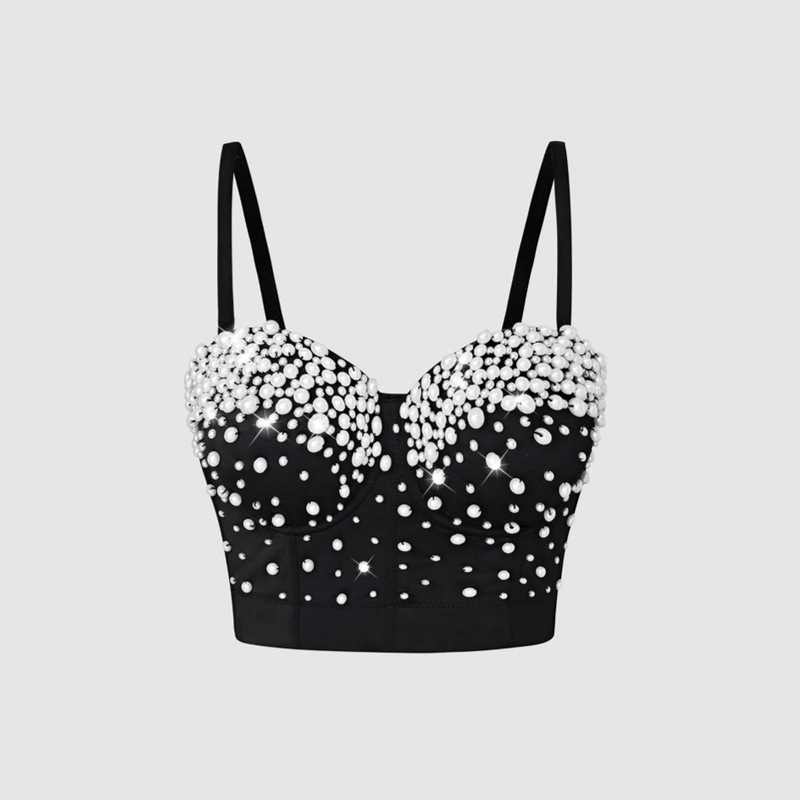 Luqiu Guo Camisole Outer Dress Vest Camisole with Diamonds and Beads Slim Sexy Fishbone Bra Db1646