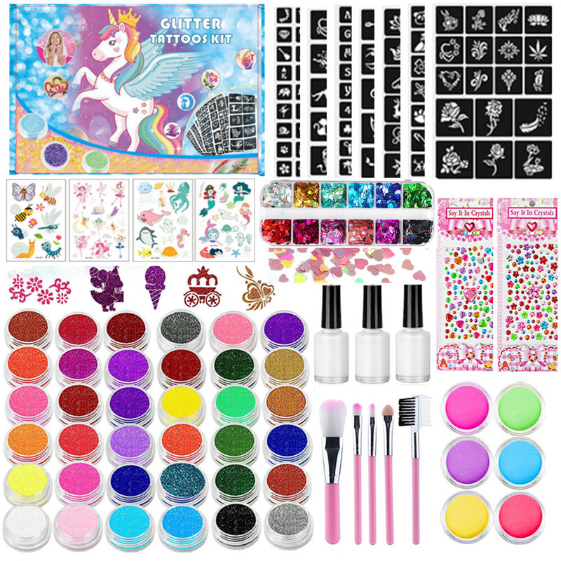 New Cross-border 36 6-color Diamond Glitter Pad with Powder-free Temporary Tattoo Luminous Paste Eye Tattoo Paste