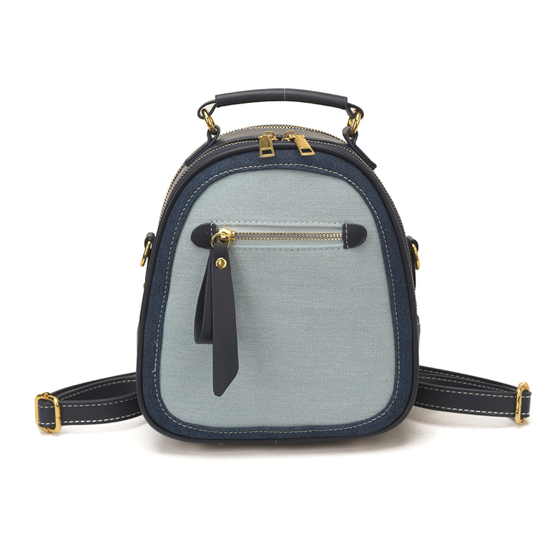 Transfronterizos nuevos denim retro color mochila de comercio exterior moda mochila de ocio de mujer mochila de estilo universitario