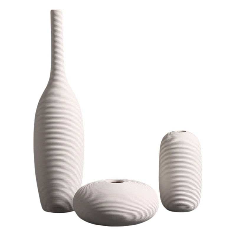 Nórdico blanco ins jarrón de cerámica decoración de la sala de estar arreglo floral seca mesa de comedor dormitorio moderno minimalista decoraciones