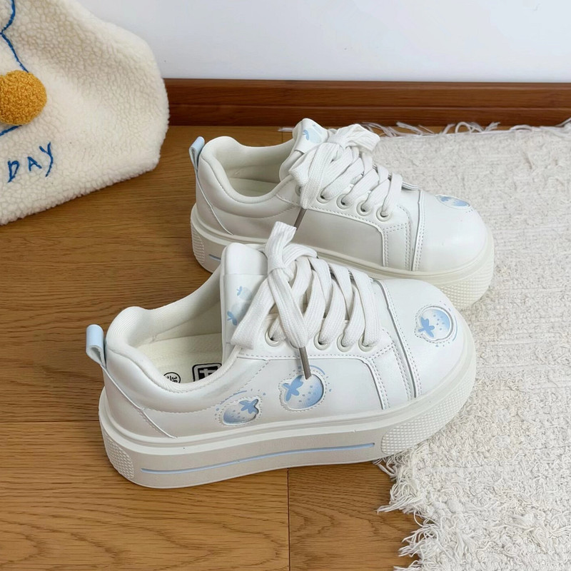 Student Flat White Shoes for Women 2026 Spring Leather Lace-Up Sneakers Soft Girl Style with Skirt Thick-Soled Casual Sneakers Student Flat White Shoes for Women 2026 Spring Leather Lace-Up Sneakers Soft Girl Style with Skirt Thick-Soled Casual Sneakers