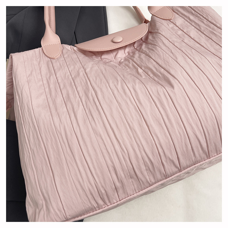 Wrinkled Nylon Handheld Travel Bag Women Large Capacity Single Shoulder Luggage Tote Lightweight Short Trip Business Trip Fitness Storage Bag