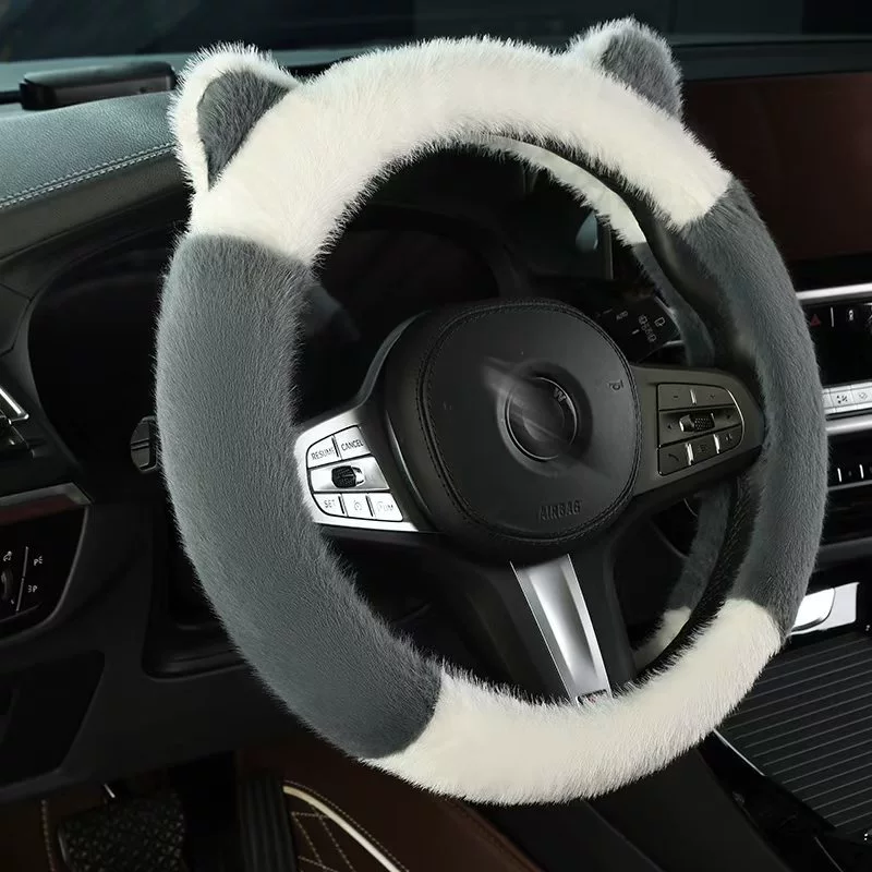 Зимний плюшевый чехол на руль автомобиля, милый и забавный, для мужчин и женщин, нескользящий, теплый, коротковорсовый зимний чехол на руль.