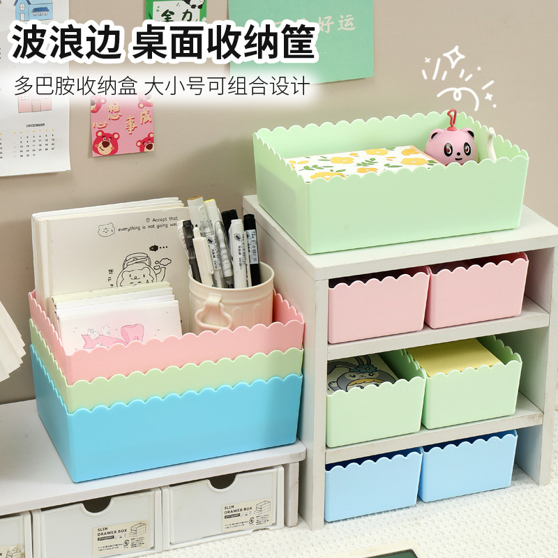 Desktop Storage Box, Cosmetics Plastic Storage Box, Household Sundries and Snacks Storage Basket, Dormitory Bathroom Organizing Box