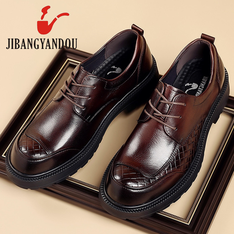 正品烟斗头层纯牛皮大头 里面真皮 鞋垫猪皮 软面软底商务