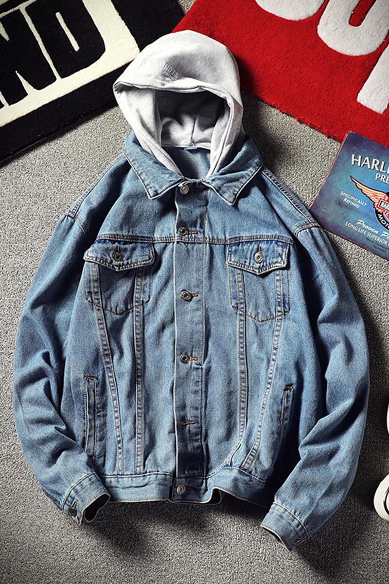 Generación chaqueta PRIMAVERA/otoño/invierno estilo coreano de moda estudiante nueva chaqueta de mezclilla suelta guapo chaqueta de los hombres con capucha