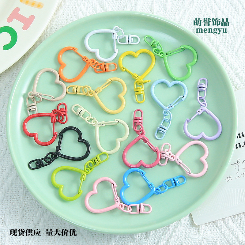 Colorful Painted Alloy Heart-Shaped Buckle, Figure-Eight Buckle, DIY Jewelry, Bead Keychain, Pendant Accessories, Wholesale