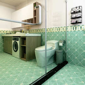 J7IB批发美式复古卫生间地贴自粘防水贴纸浴室地砖地面墙面瓷砖翻