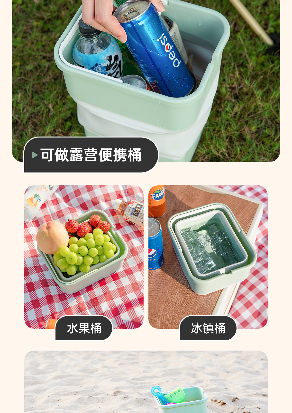Portable multifunctional car-mounted folding trash bin for travel, car accessories, self-driving trips, camping, dormitory, car wash, and storage box