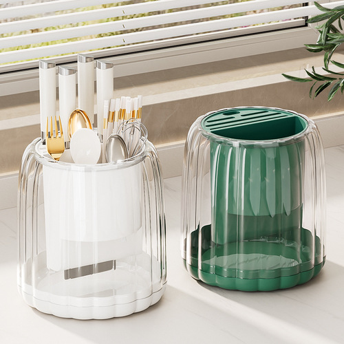 Blue Kitchen Light Luxury Rotating Knife Stand Household Countertop Multifunctional Chopstick Stand Drainage Storage Box Knife Rack