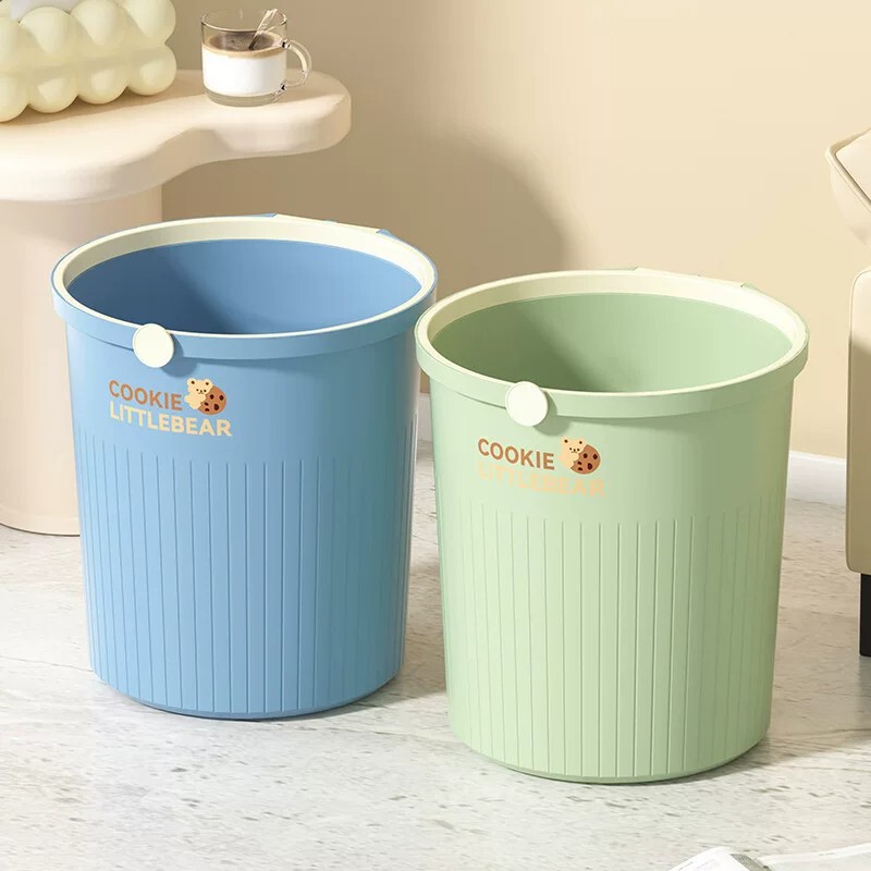 Cream-Colored Trash Can for College Dormitories, Stylish Household Waste Bin for Kitchen, Living Room, Bedroom, and Bathroom, Simple Design Wastebasket