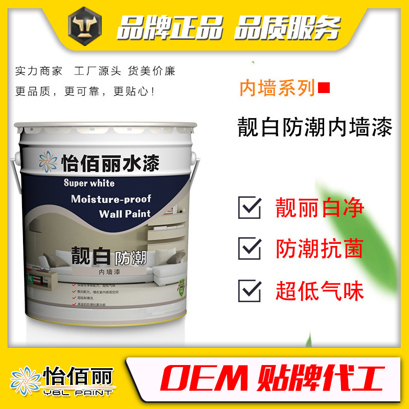 厂家直供室内工程学校环保型超白型超易洗靓白防潮内墙涂料乳胶漆