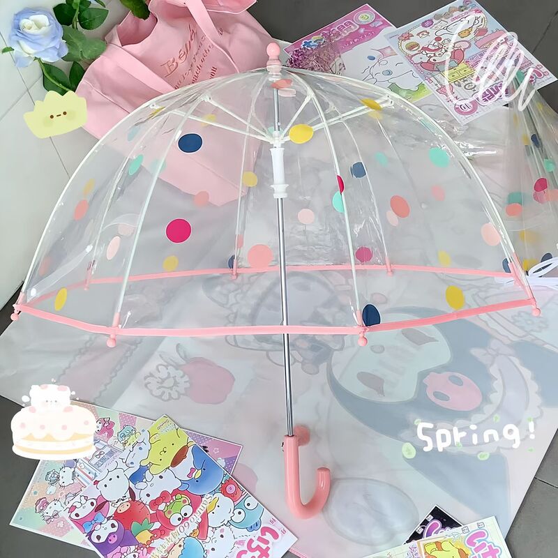 Children's Transparent Umbrella Boys and Girls Children's Baby Kindergarten Students Children's Dinosaur Ultra Light Cartoon Automatic Umbrella