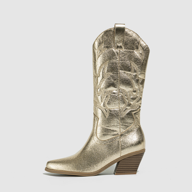 in stock-Pinggao brand, new western mid-barrel boots a pedal embroidered pattern thick heel 35-43 yards in stock-Pinggao brand, new western mid-barrel boots a pedal embroidered pattern thick heel 35-43 yards