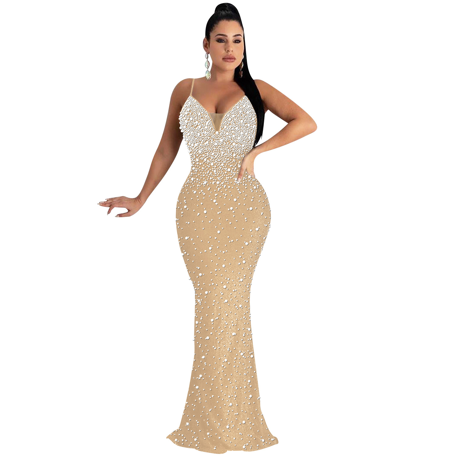 C5852 AliExpress Amazon moda europea y americana de las mujeres rhinestone caliente nightclub sexy Correa vestido sin mangas