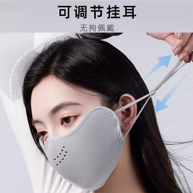 新款澳绒保暖口罩冬天骑行防风女高颜值护眼角防寒带透气孔立体|undefined