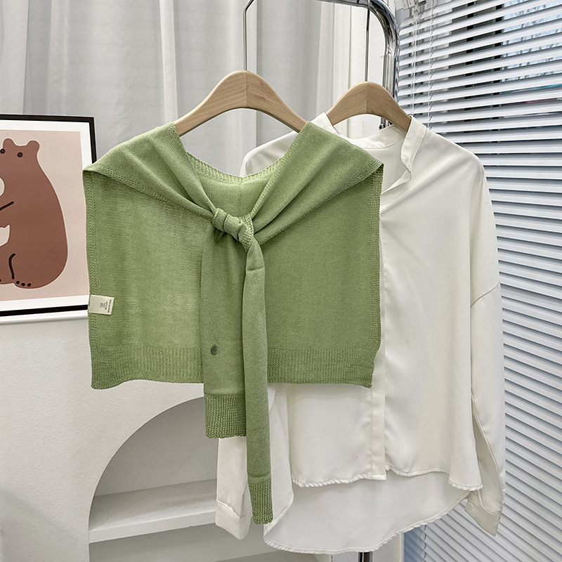 Nuevo estilo coreano Dongdamen sólido chale de punto para mujeres primavera y otoño con cardigans delgados de verano bufandas de nudos