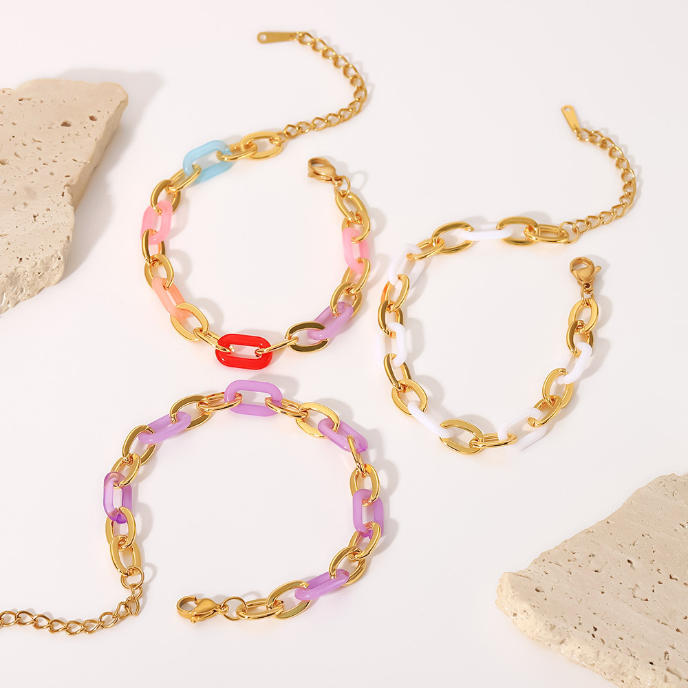 Fashion Geometric Stainless Steel Bracelets Plating Resin Stainless Steel Bracelets