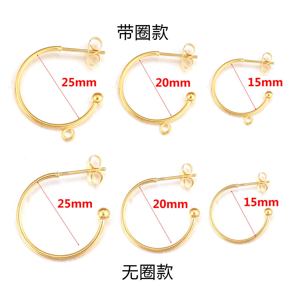 Francés simple vacío de acero inoxidable chapado en forma de C pendientes diy pendientes hechos a mano accesorios de la joyería accesorios pendientes