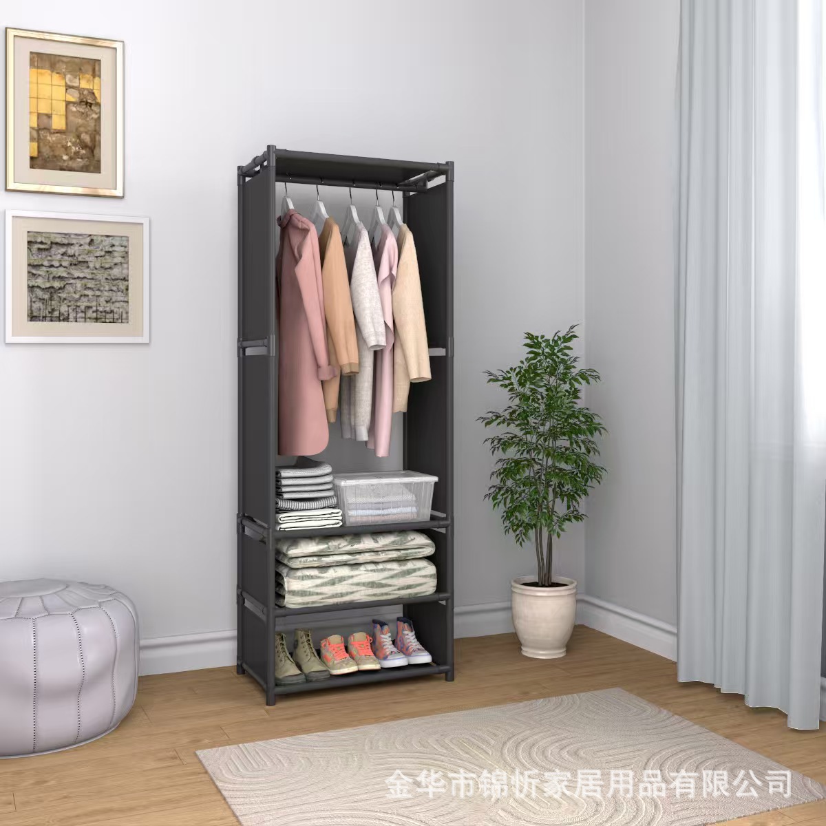 Armario simple, nuevo tipo de percha de sombrero, percha de ropa multifuncional, armario de piso para el dormitorio, percha de ropa simple.