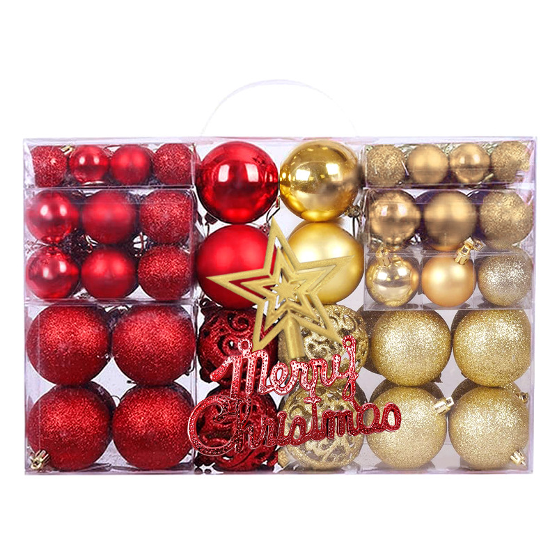 América Latina, decoración de árbol de Navidad 100 juegos portátiles de bolas de plástico hueco en caja colgante de bolas de Navidad image 30